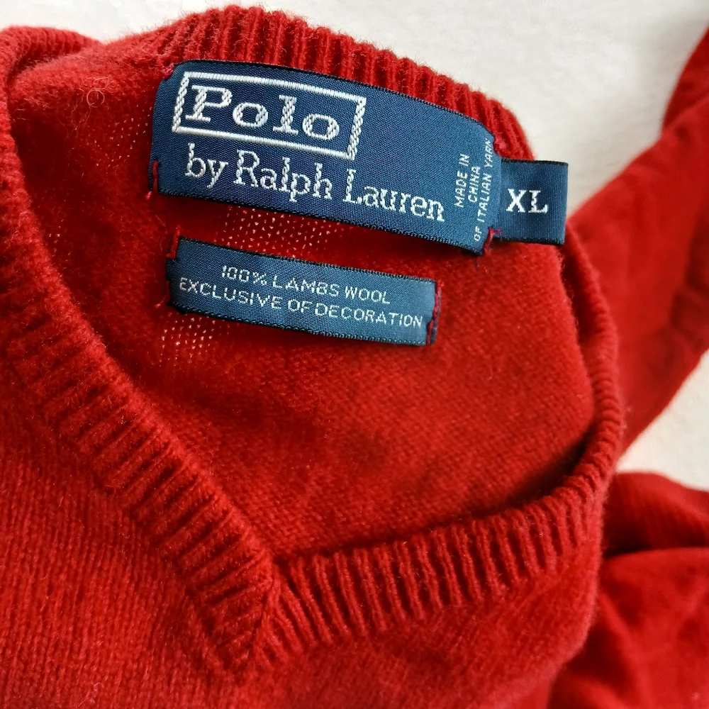 polo ralph lauren ♡ lambswool sweater mens xl red ivy prep academic minimalist